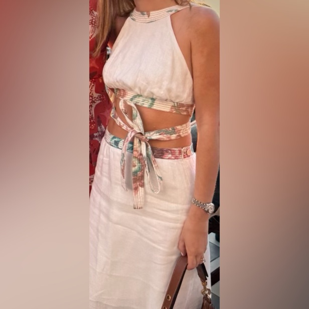 Size S SIR the label white maxi skirt and top set
